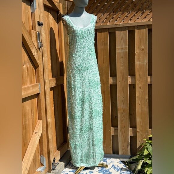 🆕 SIMKHAI 🧿 NWOT Bex Sequined Embellished Maxi Dress, Seafoam Green - Sz US 4 - Picture 3 of 15